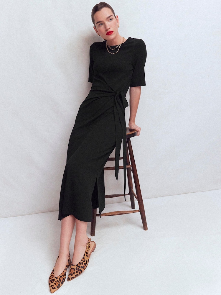 Черный - Платье миди с завязкой Boden Zinnia - Изображение 1 5 Черный - Платье миди с завязкой Boden Zinnia - Изображение 1 5