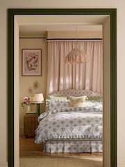 Cath Kidston Green Cath Crest Floral Frill 100% Cotton Duvet Cover and Pillowcase Set - Image 4 of 6