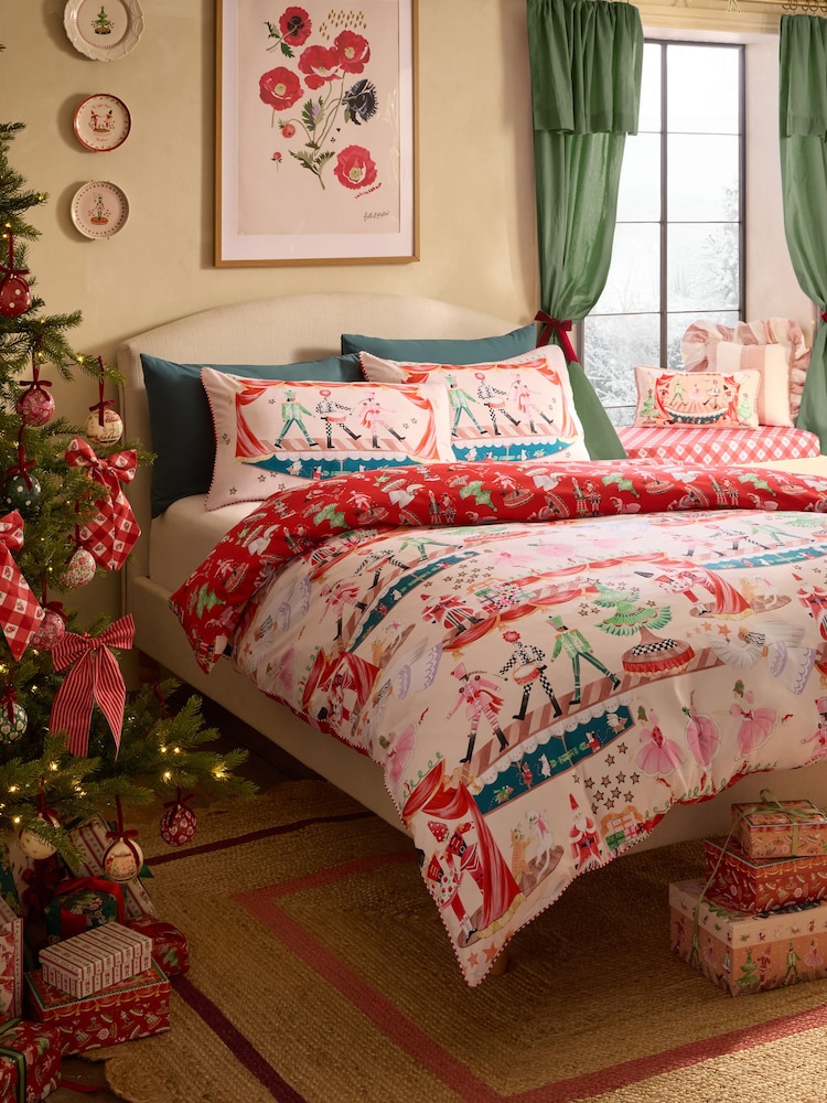 Cath Kidston Red Christmas Nutcracker Duvet Cover and Pillowcase Set - Image 2 of 7 Cath Kidston Red Christmas Nutcracker Duvet Cover and Pillowcase Set - Image 2 of 7