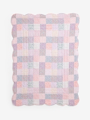 Cath Kidston Pink Heirloom Floral Patchwork Scallop Quilted Bedspread - Image 5 of 5