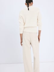 Mango Cream V-Neck Ribbed Jumper - Image 2 of 5
