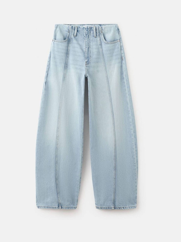 Mango Blue Mid Rise Seam Detail Balloon Jeans - Image 6 of 6