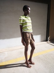 Mango Green Short Sleeve Stripey Knitted Polo Shirt - Image 2 of 5