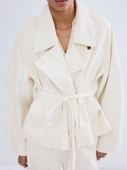 Mango White Tie Waist Cotton Trench Jacket - Image 1 of 6