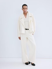 Mango White Tie Waist Cotton Trench Jacket - Image 4 of 6