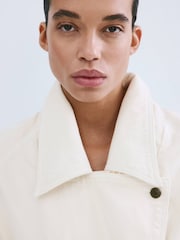 Mango White Tie Waist Cotton Trench Jacket - Image 5 of 6