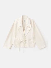Mango White Tie Waist Cotton Trench Jacket - Image 6 of 6
