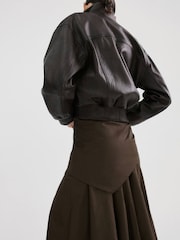 Mango Brown Scarf Wrap Detail Midi Skirt - Image 5 of 6