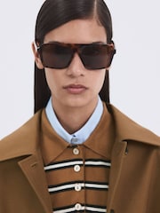 Mango Brown Striped Polo Knit Top - Image 3 of 5