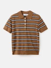Mango Brown Striped Polo Knit Top - Image 5 of 5