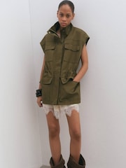 Mango Green Sleeveless Utility Vest - Image 1 of 5