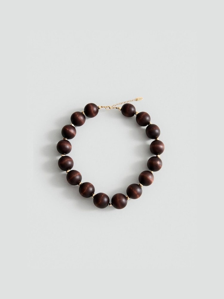 Mango Brown Wooden Beaded Necklace - Image 1 of 3
