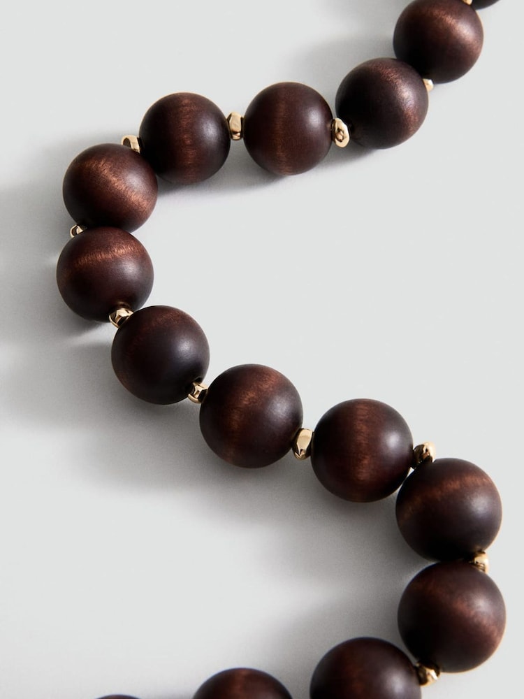 Mango Brown Wooden Beaded Necklace - Image 2 of 3