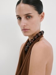 Mango Brown Wooden Beaded Necklace - Image 3 of 3