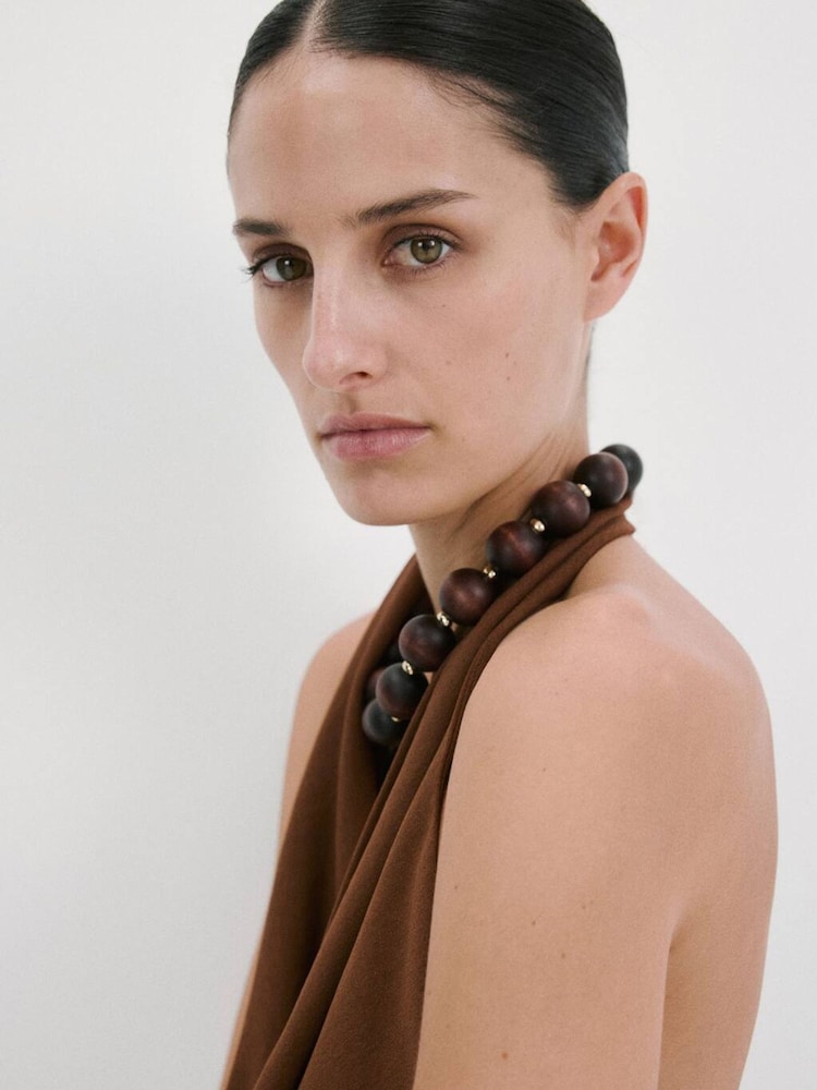 Mango Brown Wooden Beaded Necklace - Image 3 of 3