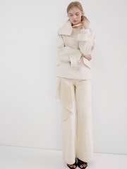 Mango Cream Mid Rise Wide Leg Flare Jeans - Image 2 of 6