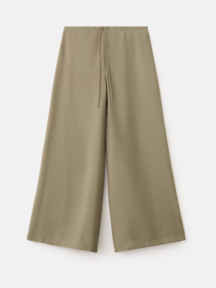 Mango Nude Wide Leg Tie Waist Trousers - Image 1 of 1