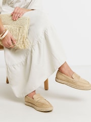 JD Williams Cream Loafer Espadrille Shoes - Image 1 of 4
