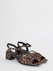 JD Williams Animal Soft Ruched Low Block Heels Sandals - Image 2 of 4