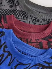 Grey/Red/Blue Graffiti Long Sleeve Pyjamas 3 Pack (3-16yrs) - Image 2 of 7
