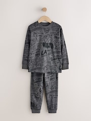 Grey/Red/Blue Graffiti Long Sleeve Pyjamas 3 Pack (3-16yrs) - Image 4 of 7