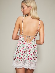 KBX White Renee Satin & Lace Cherry Print Chemise - Image 2 of 6