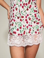KBX White Renee Satin & Lace Cherry Print Chemise - Image 3 of 6