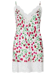 KBX White Renee Satin & Lace Cherry Print Chemise - Image 6 of 6