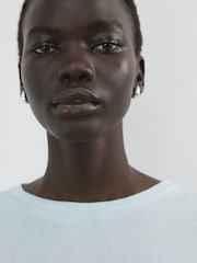 Mango Blue Tie Front Knitted T-Shirt - Image 4 of 5