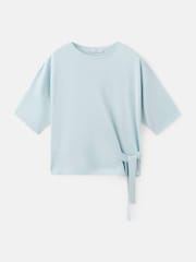 Mango Blue Tie Front Knitted T-Shirt - Image 5 of 5