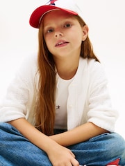 Tommy Hilfiger White Pointelle Cable Knit Relaxed Cardigan - Image 4 of 5