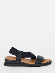 JD Williams Black Tubular Assymetric Low Wedge Sandals - Image 3 of 4