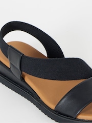 JD Williams Black Tubular Assymetric Low Wedge Sandals - Image 4 of 4