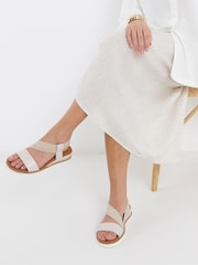 JD Williams White Tubular Assymetric Low Wedge Sandals - Image 1 of 4