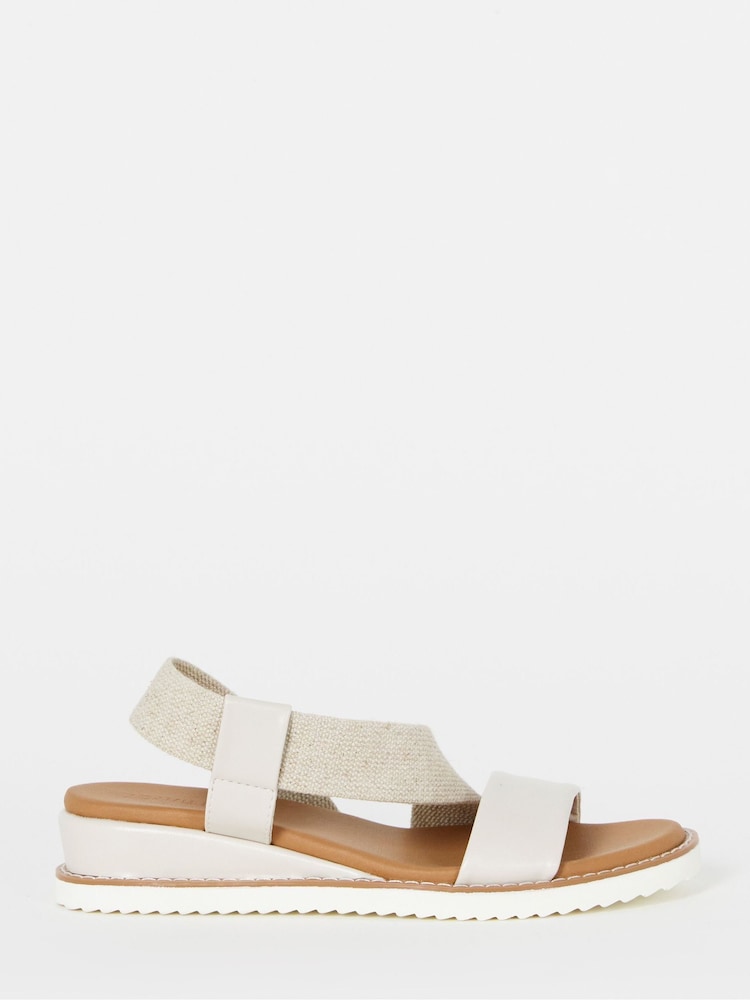 JD Williams White Tubular Assymetric Low Wedge Sandals - Image 2 of 4