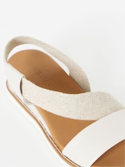 JD Williams White Tubular Assymetric Low Wedge Sandals - Image 4 of 4