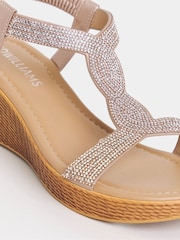 JD Williams Sparkly T Bar Pattern Wedge Sandals - Image 4 of 4
