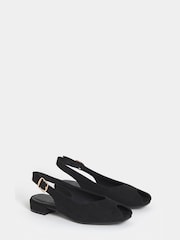 JD Williams Black Flat Peep Toe Slingbacks Sandals - Image 3 of 4
