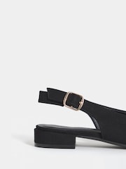 JD Williams Black Flat Peep Toe Slingbacks Sandals - Image 4 of 4