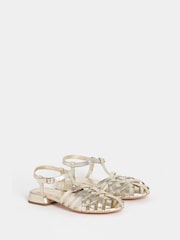 JD Williams Gold Refined Fishermans Woven Sandals - Image 2 of 4