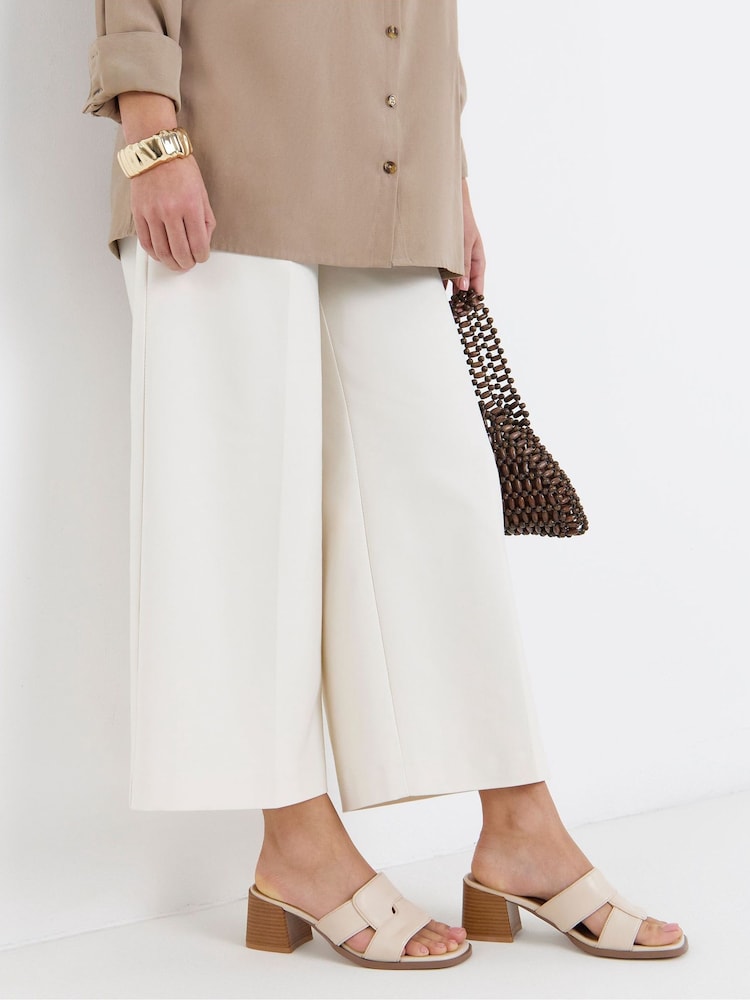 JD Williams Cream Woven Mule Block Heel Sandals - Image 1 of 4 JD Williams Cream Woven Mule Block Heel Sandals - Image 1 of 4