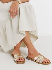 JD Williams Metallic Woven Detail Mule Sandals - Image 1 of 4