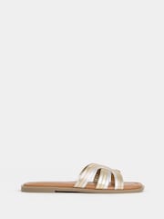 JD Williams Metallic Woven Detail Mule Sandals - Image 2 of 4
