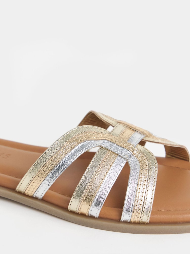 JD Williams Metallic Woven Detail Mule Sandals - Image 4 of 4