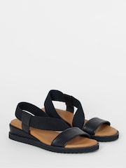 JD Williams Black Tubular Assymetric Low Wedge Sandals - Image 2 of 4