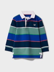 Crew Clothing Green Yarn Dyed Striped Long Sleeve Rugby Shirt - Image 1 of 3