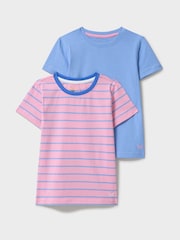Crew Clothing Pink Plain & Stripe Crew T-Shirts 2 Pack - Image 1 of 3