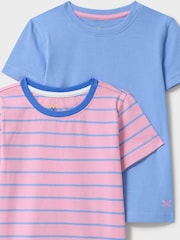 Crew Clothing Pink Plain & Stripe Crew T-Shirts 2 Pack - Image 3 of 3