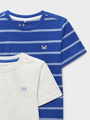 Crew Clothing Grey Stripe & Plain Classic T-Shirts 2 Pack - Image 3 of 3