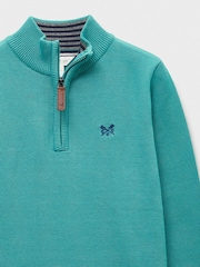 Turquoise Blue - Pull demi-zip classique en coton Crew Clothing - Image 3 sur 3
